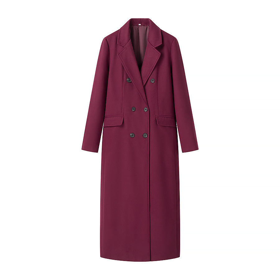 Elegant Double-Breasted Long-Sleeve Coat