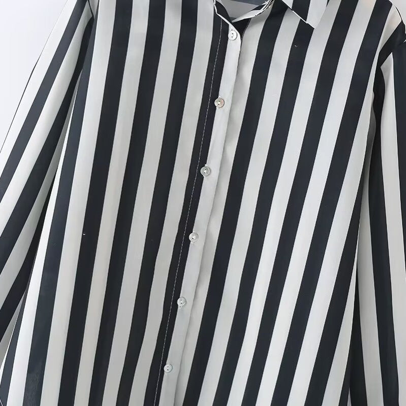 Elegant Striped Blouse with Classic Collar