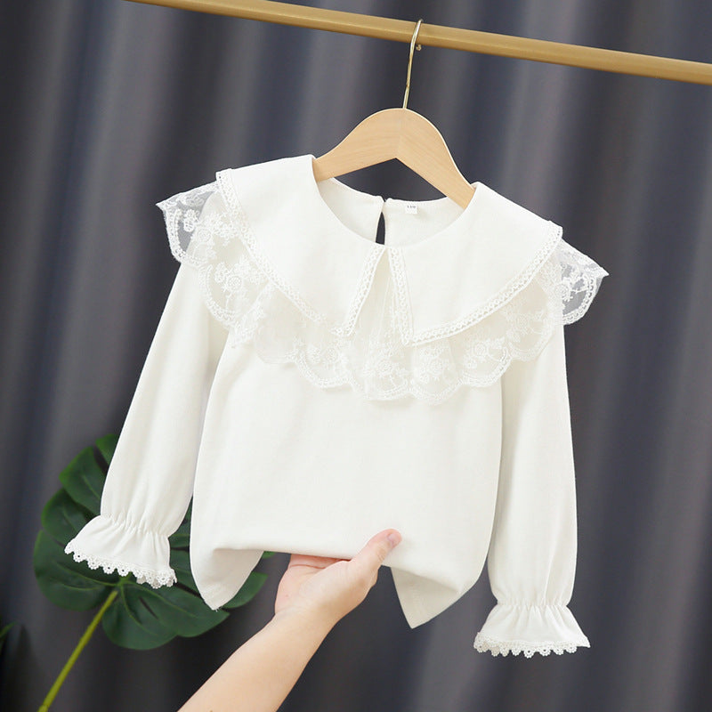Women's Blouse with Elegant Lace Collar