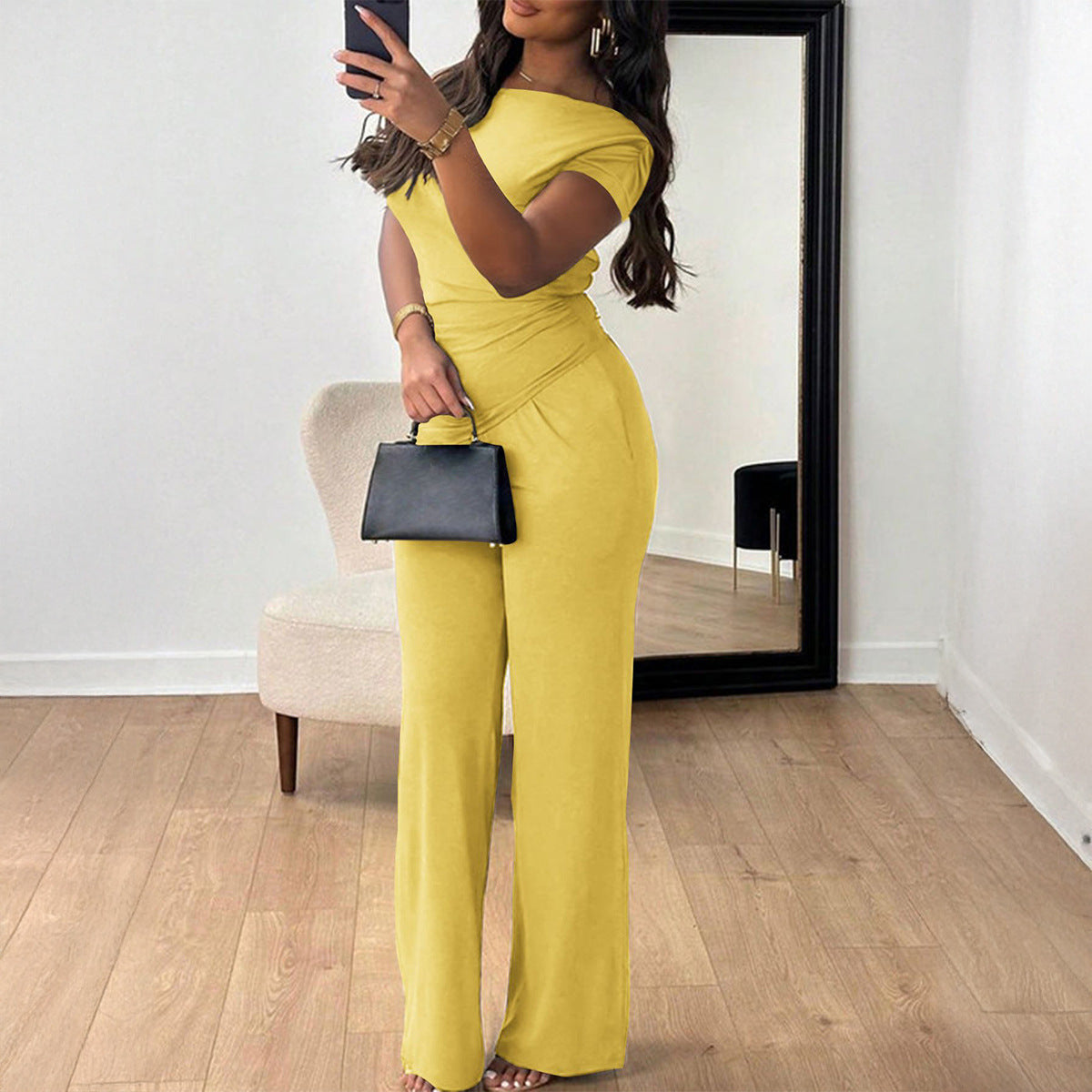Elegant Jumpsuit with Wrap Design and Wide Leg