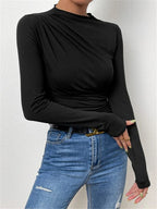 Women's Elegant Long-Sleeve Shirt with Ruching
