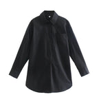 Women's Long-Sleeve Blouse with Elegant Cut and Cotton Fabric