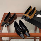Women's Pointed Toe Ballet Flats with Patent Detail