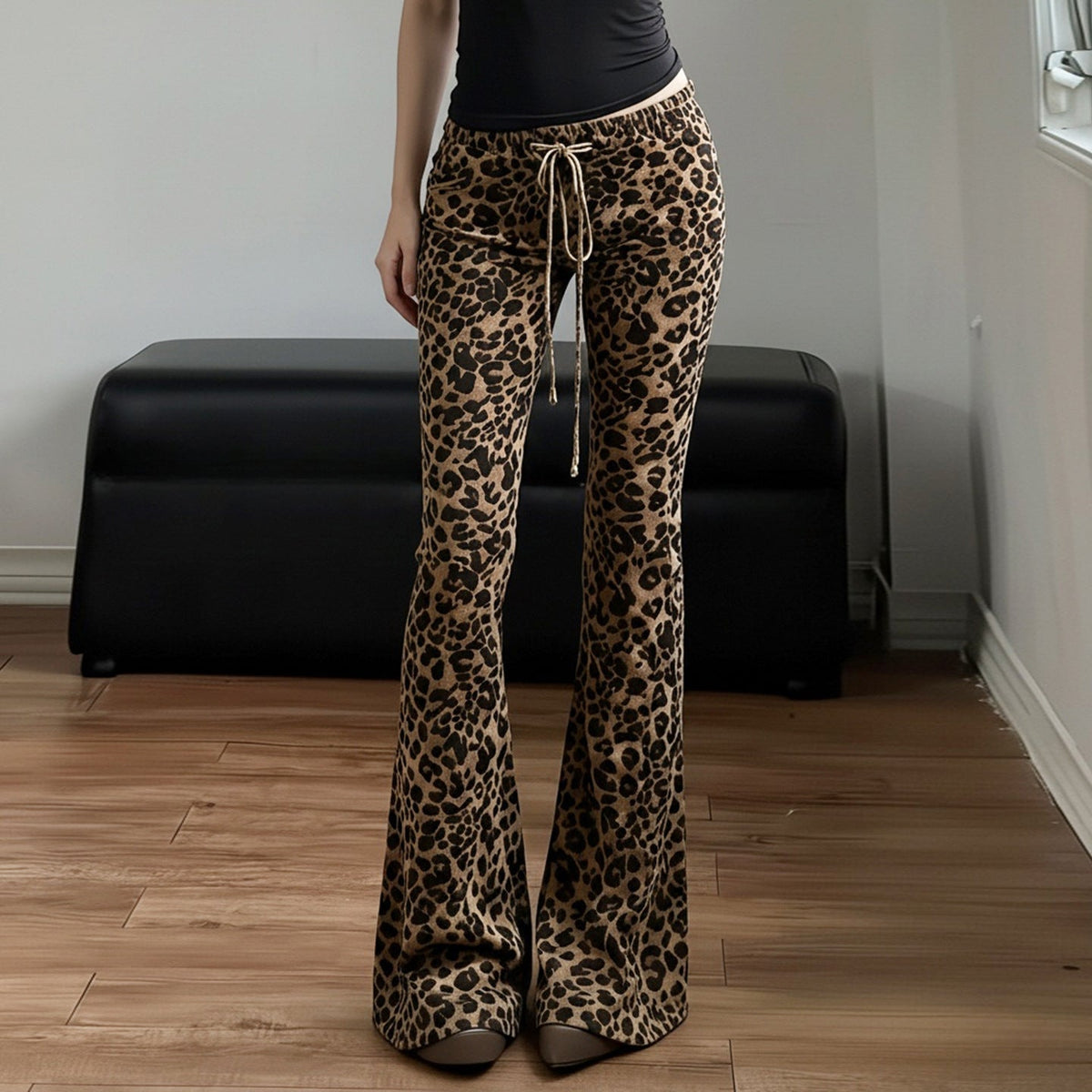 Women's Flared Leopard Print Pants