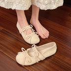 Women's Ballet Flats with Elegant Bow Detail and Cushioned Insole