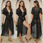 Women's Elegant Sheer Beach Cover-Up with Asymmetrical Cut