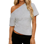 Women's Asymmetrical Off-the-Shoulder Short Sleeve Top