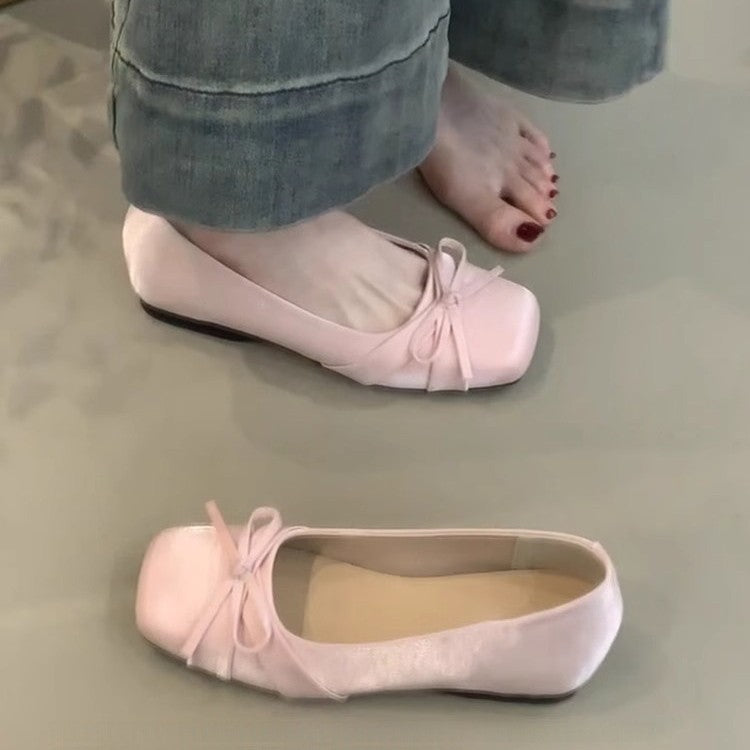 Women's Ballet Flats with Bow Detail and Comfort Footbed