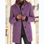 Women's Elegant Wool Jacket with Pockets and Button Closure