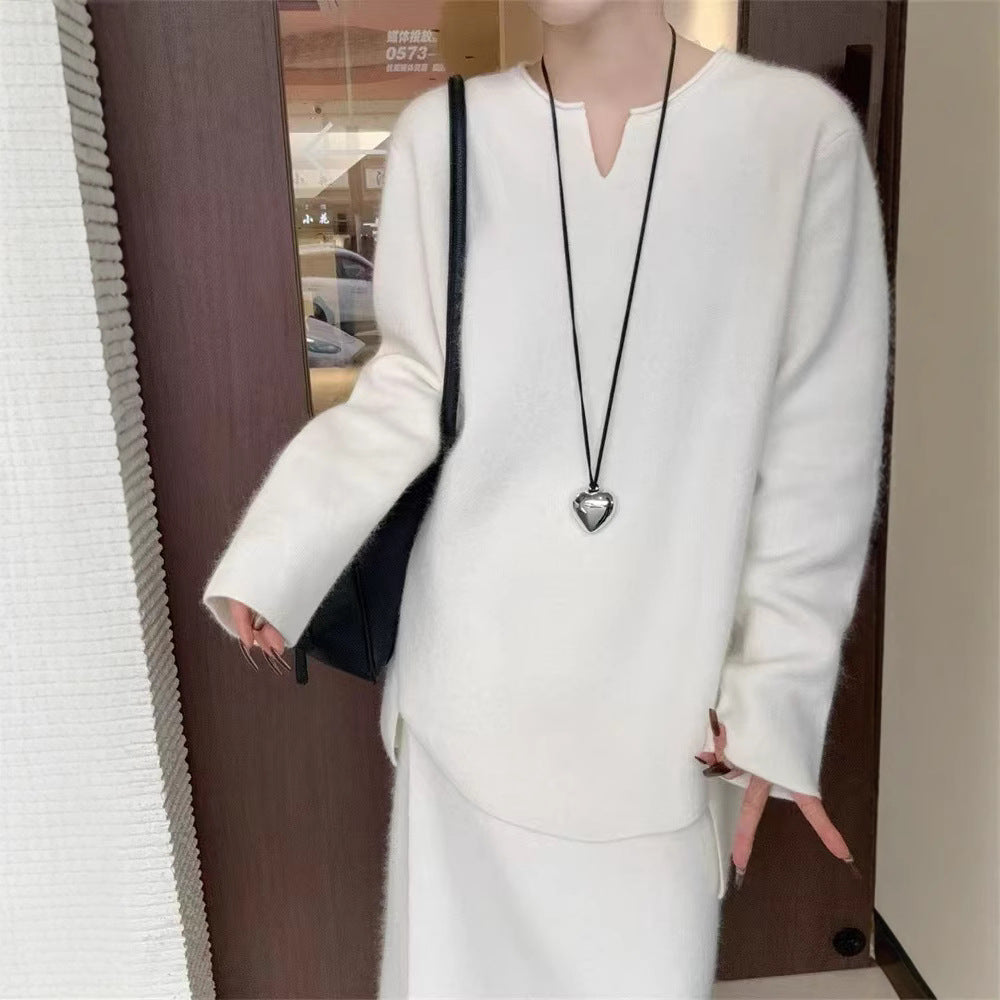 Elegant V-Neck Long-Sleeve Sweater
