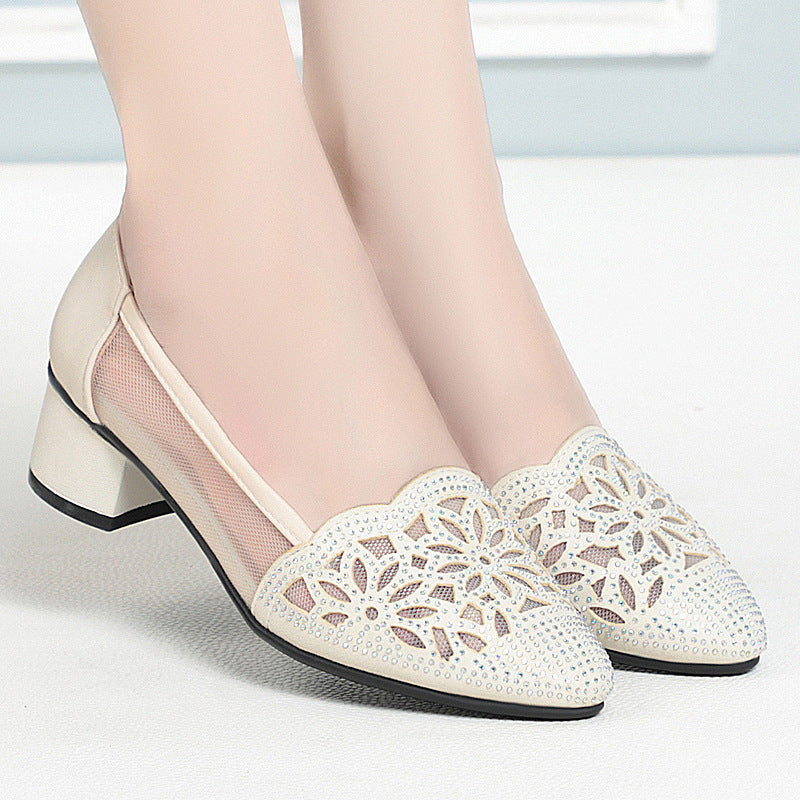 Women's Floral Ballet Flats with Mesh