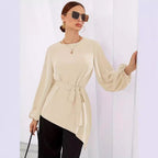Women's Elegant Long-Sleeve Wrap Blouse