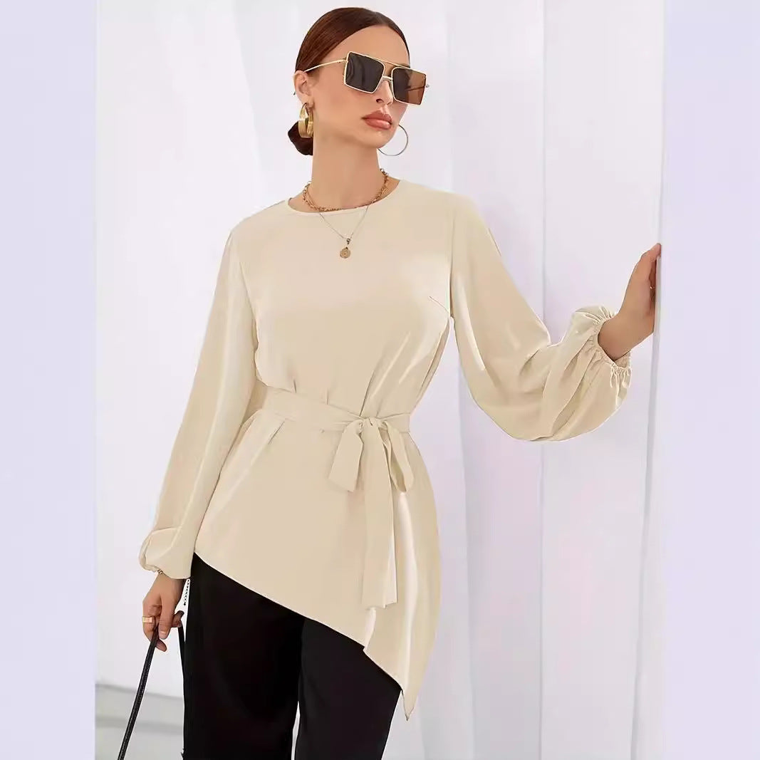 Women's Elegant Long-Sleeve Wrap Blouse