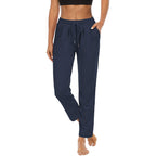 Women's Comfortable Casual Pants with Elastic Waistband and Side Pockets