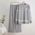 Women's Fashionable Leisure Loungewear Set with Wide Legs and Subtle Logo