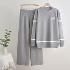 Women's Fashionable Leisure Loungewear Set with Wide Legs and Subtle Logo