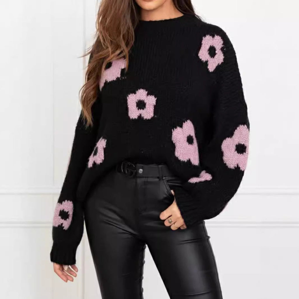 Women's Cozy Floral Knit Sweater