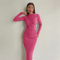 Women's Elegant Fitted Maxi Dress with Draped Detail