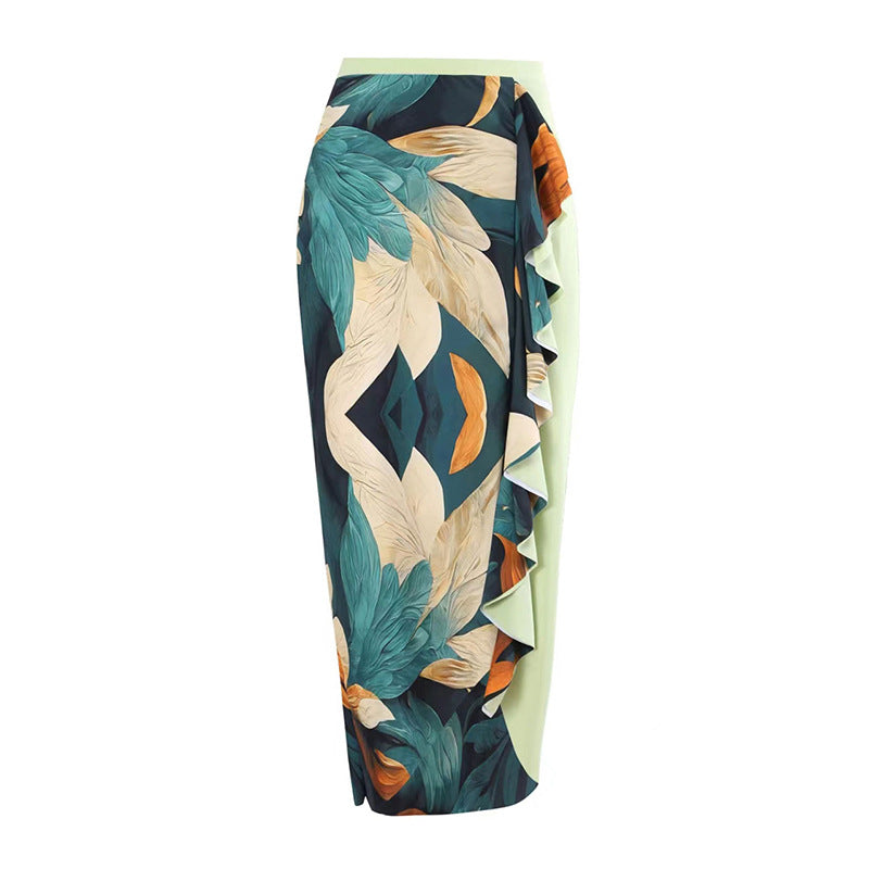 Women's Swimsuit Set with Elegant Asymmetrical Design and Playful Skirt Detail