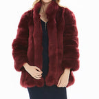 Women's Luxurious Faux Fur Coat with Voluminous Sleeves