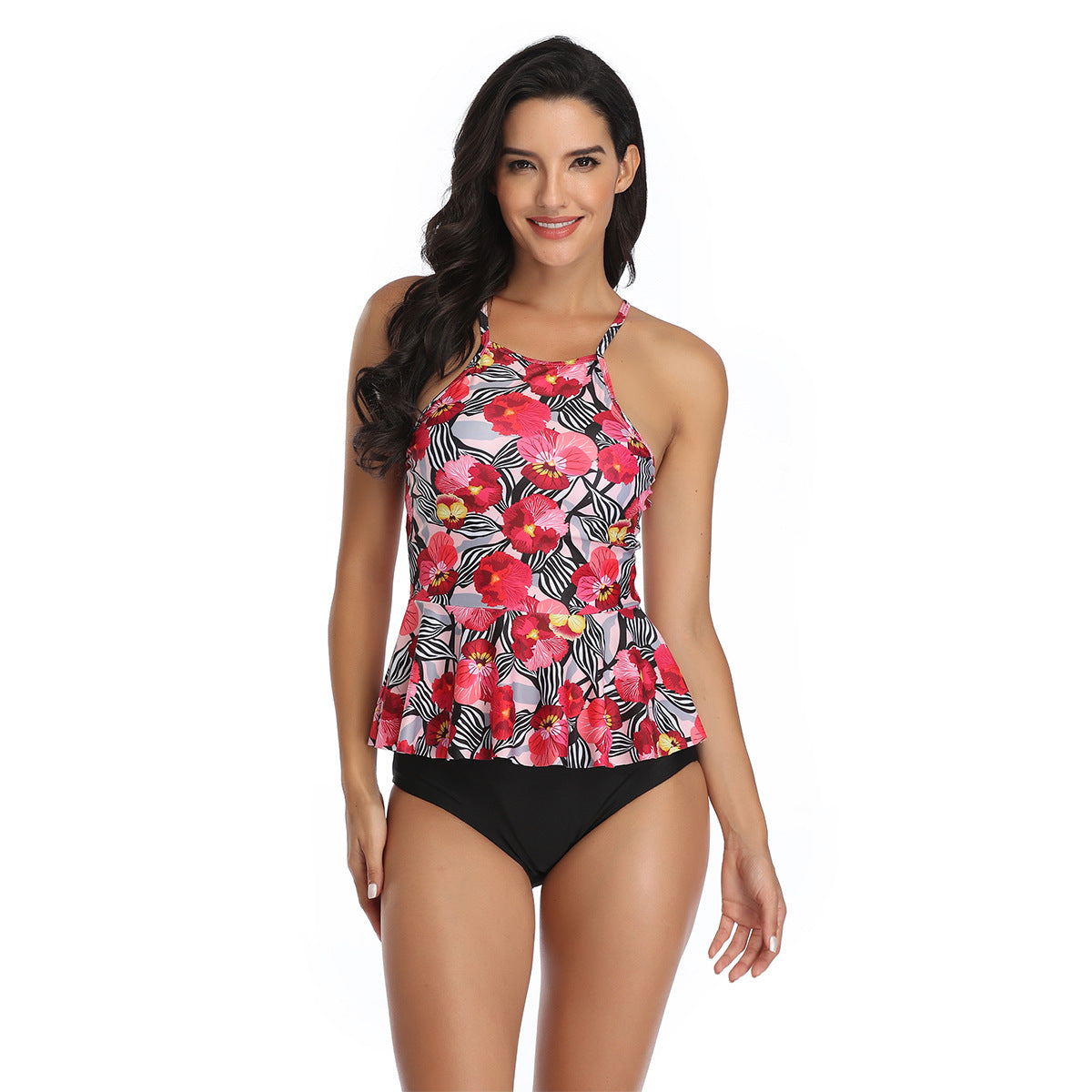 Women's Swimwear with Ruffles and Floral Appliqués