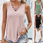 Women's Sleeveless V-Neck Top with Crisscross Design