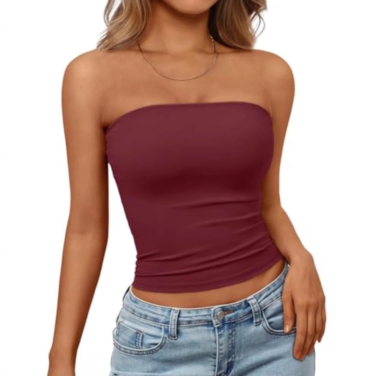 Women's Elastic Bandeau Top with Form-Fitting Cut