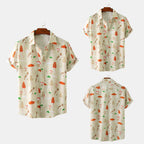 Women's Short-Sleeve Shirt with Mushroom Print and Loose Fit