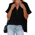 Women's Casual Blouse with Rolled Sleeves