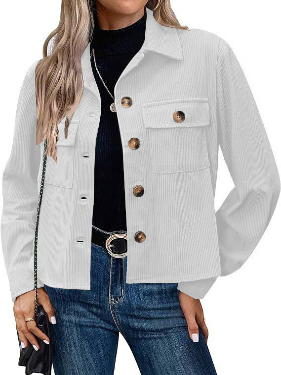 Women's Corduroy Jacket with Two Chest Pockets