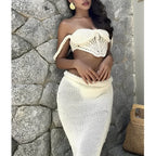 Women's Elegant Asymmetric Crochet Two-Piece Set