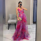 Women's Evening Dress with Flowy Chiffon and Wrap Look