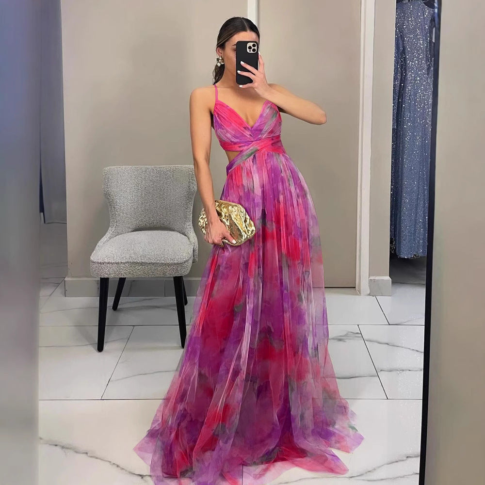 Women's Evening Dress with Flowy Chiffon and Wrap Look