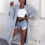 Women's Long Knit Coat with Spacious Pockets
