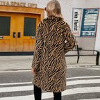 Women's Elegant Faux Fur Coat in Zebra Design