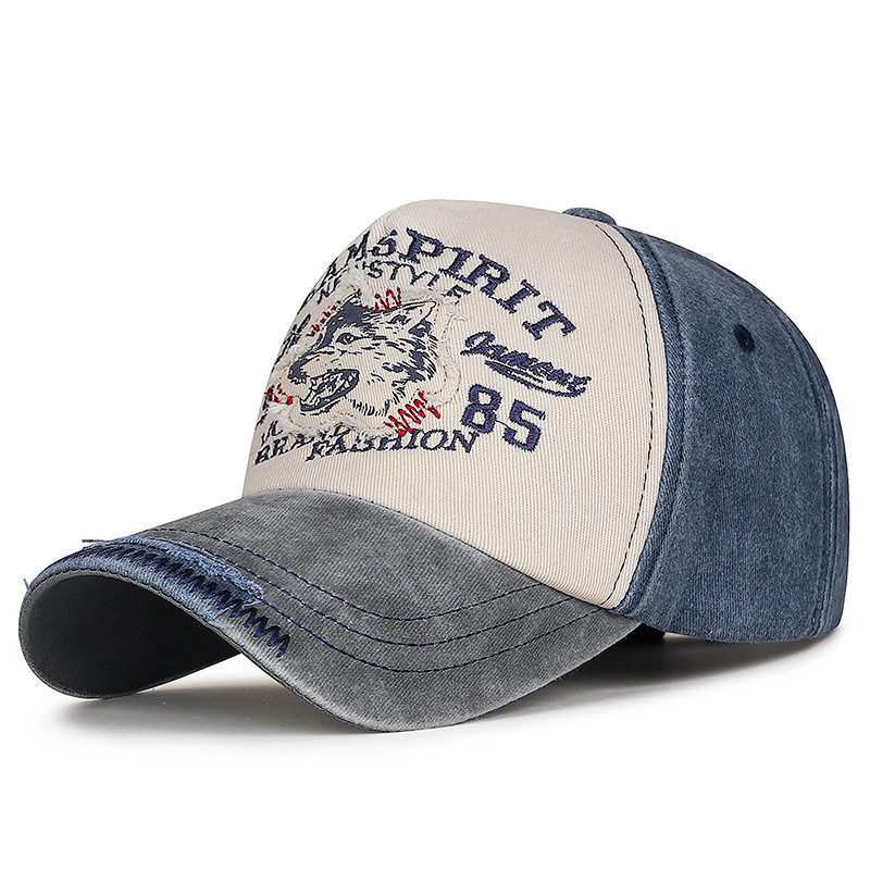 Men's Vintage-Inspired Wolf Graphic Baseball Cap