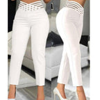 High-Waisted Trousers with Decorative Detail