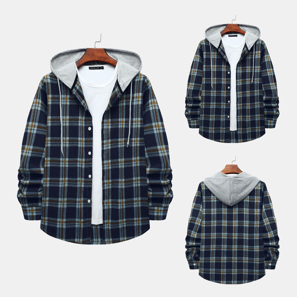 Women's Plaid Cotton Shirt with Hood