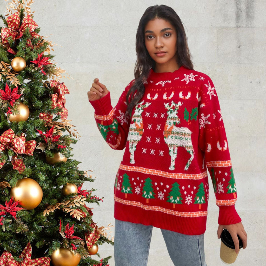Women's Festive Knit Sweater with Holiday Motif