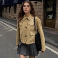 Women's Elegant Suede Jacket with Practical Pockets