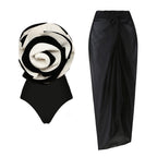 Women's Swimsuit with Decorative Rose Motif