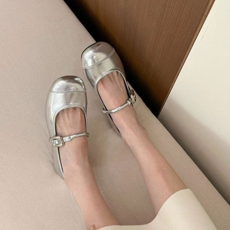 Women's Ballet Flats with Decorative Buckle