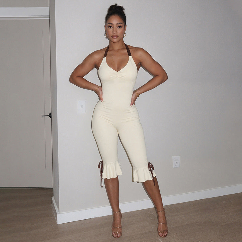 Women's Elegant Jumpsuit with Wrap Details and Flowing Legs