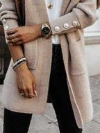 Elegant Knit Cardigan with Button Details and Pockets