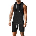 Men's Sleeveless Hoodie Vest Set