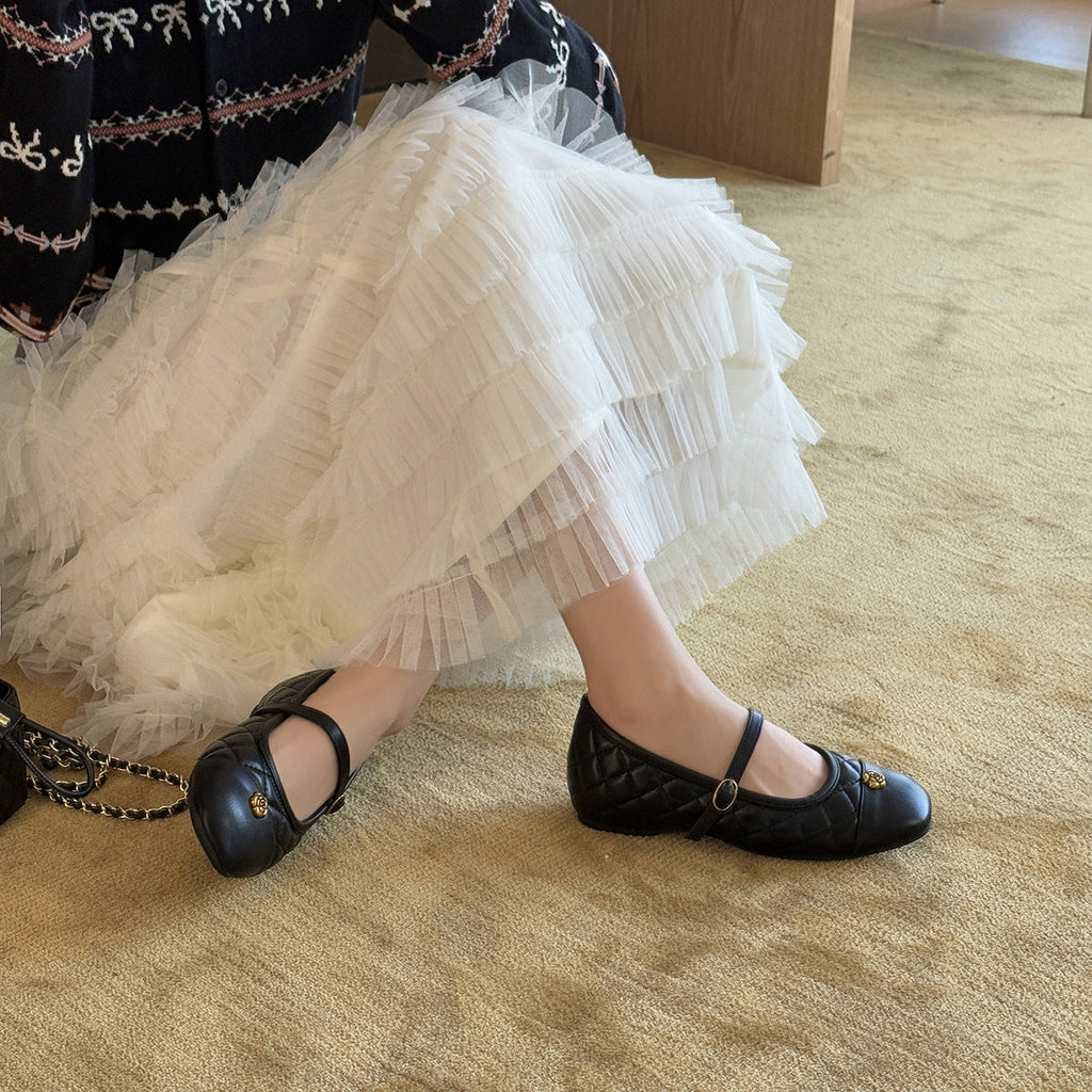 Women's Classic Ballet Flats with Decorative Strap