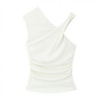 Women's Sleeveless Asymmetrical Top with Elegant Draping