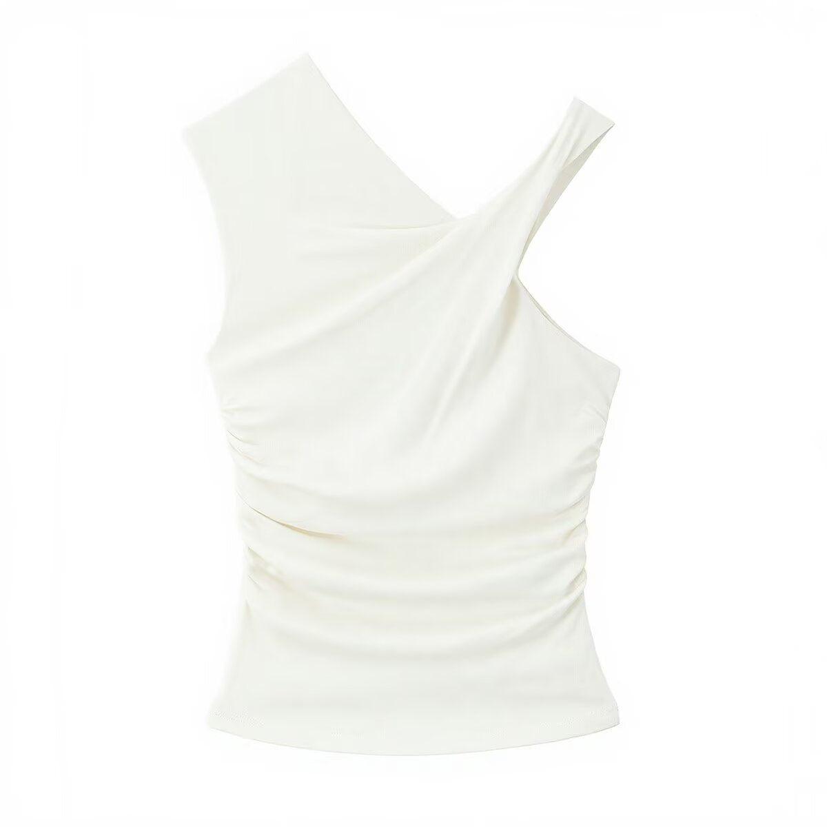 Women's Sleeveless Asymmetrical Top with Elegant Draping