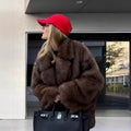 Women's Elegant Faux Fur Jacket with Sparkling Accents