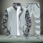 Men's Sportive Tracksuit Set with Camouflage Sleeves